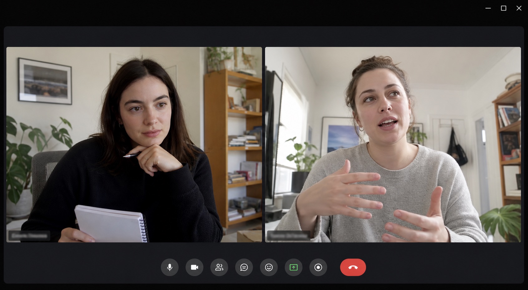 Anonymized one-on-one remote user interview in a video call
